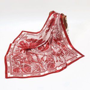 Red geometric print square scarf